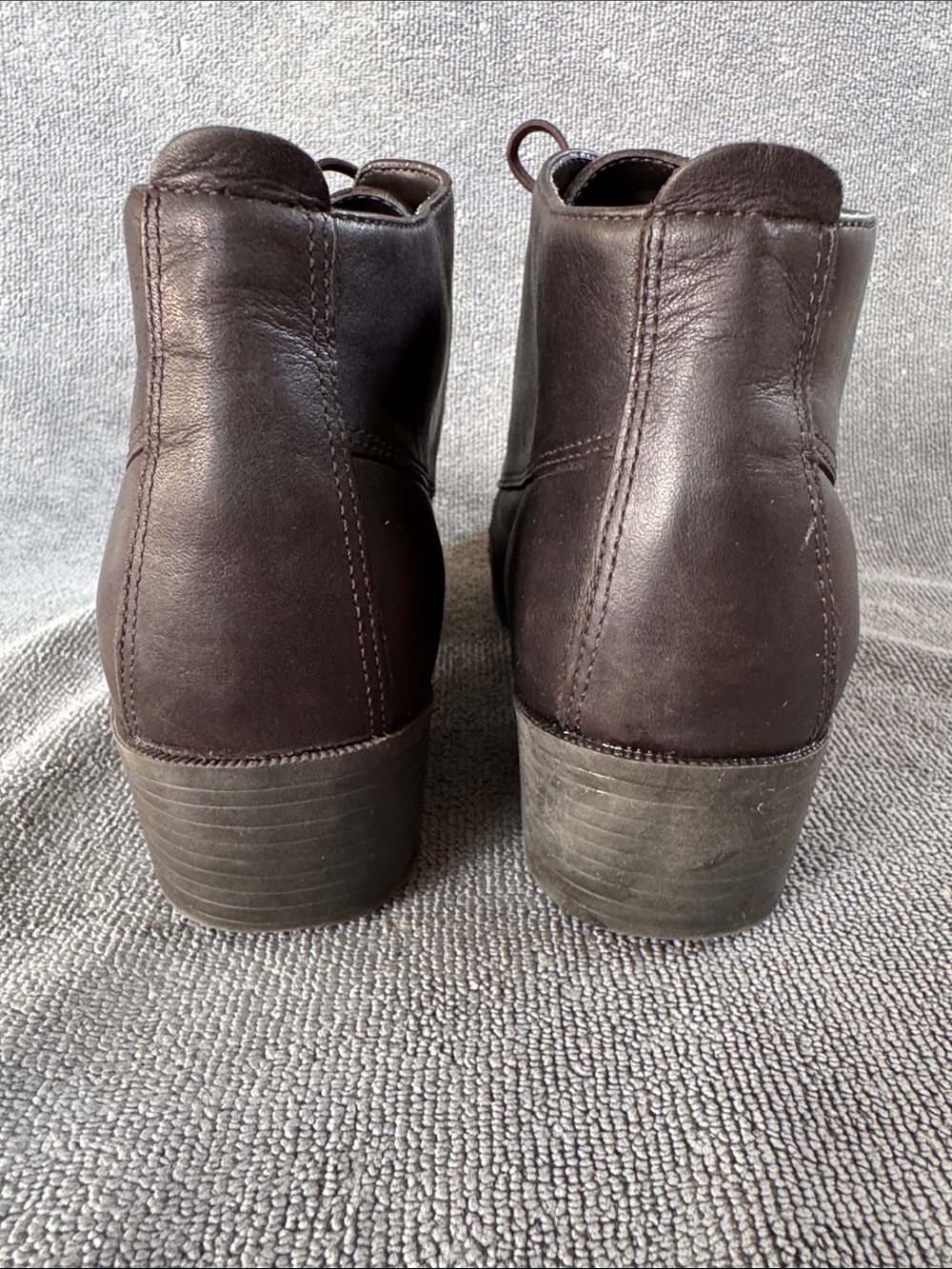 Nicole Brown Leather Ankle Booties with Button Lace Detail - Picture 3 of 11
